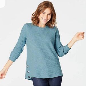 J. Jill 3X Textured Blue Sweater w/Button Details